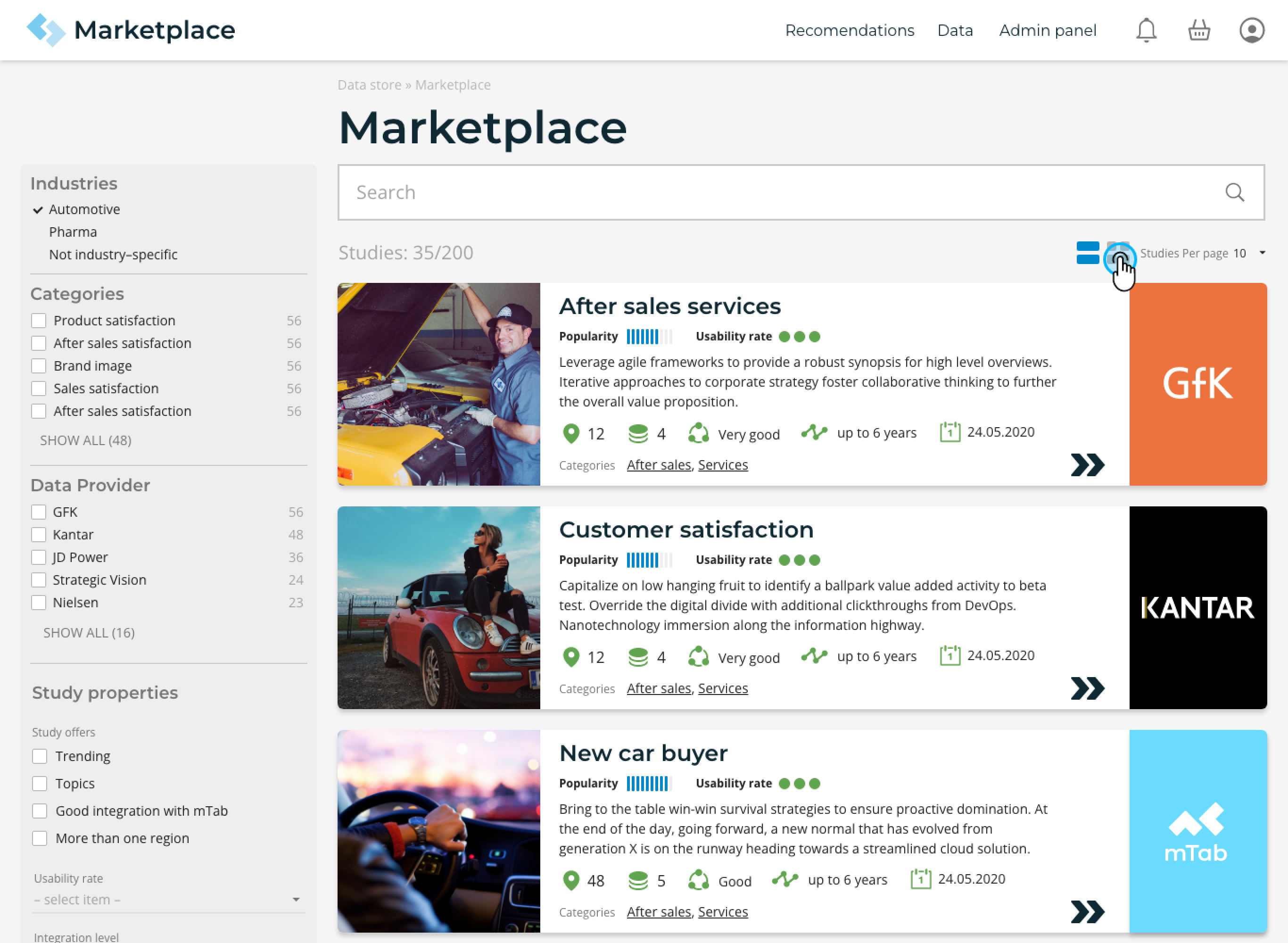 Marketplace MVP – offer lists