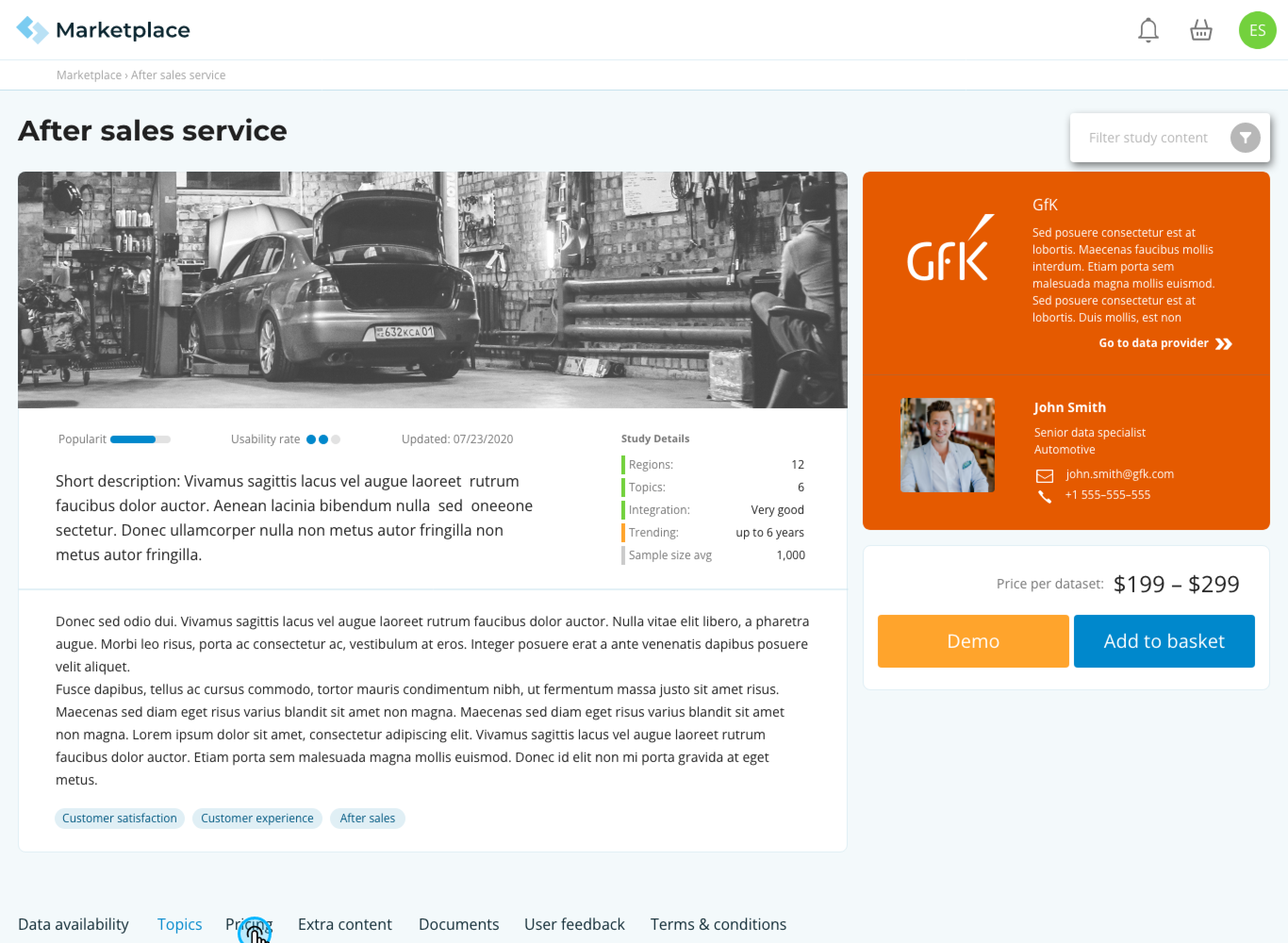 Marketplace – Offer view