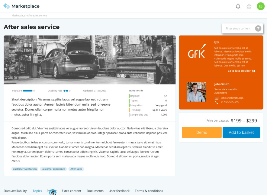 Marketplace – Offer view