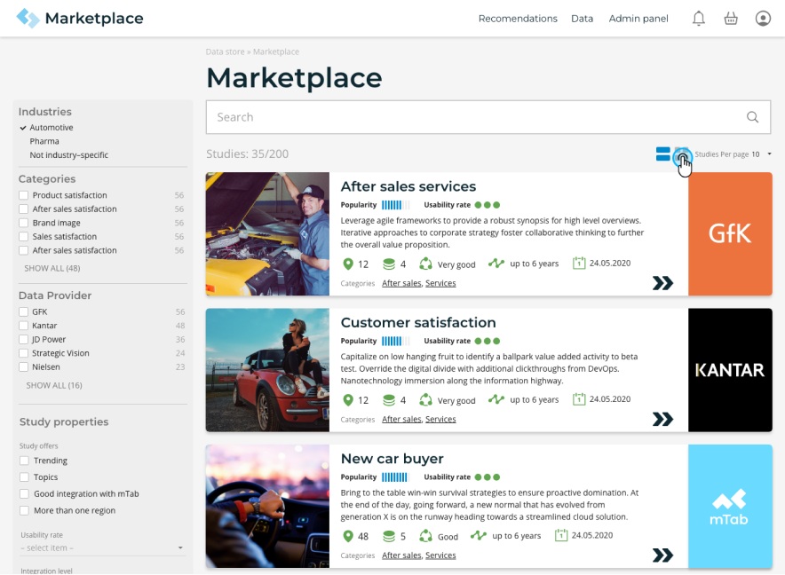 Marketplace MVP – offer lists