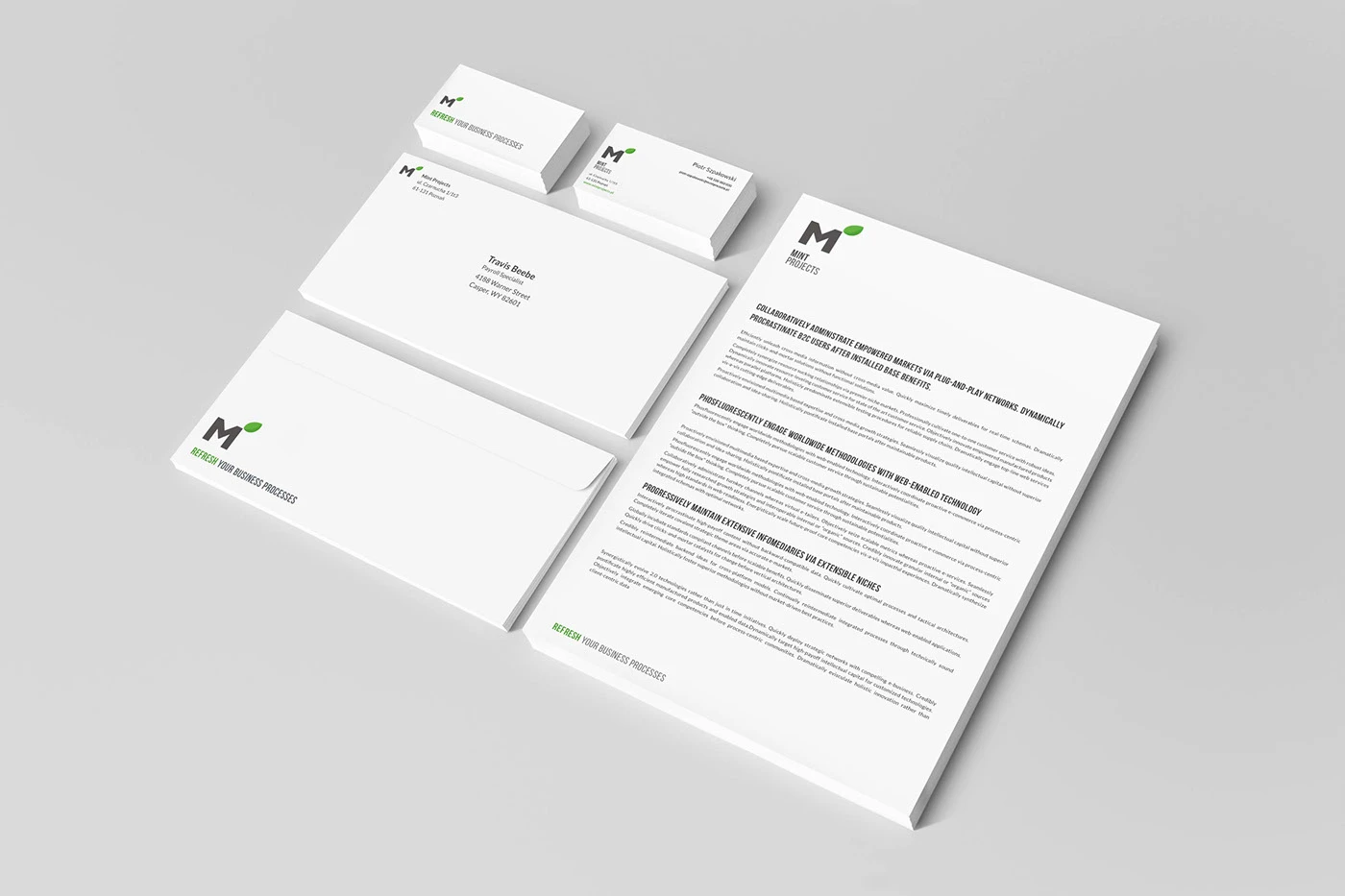 Mint Projects branding mockup
