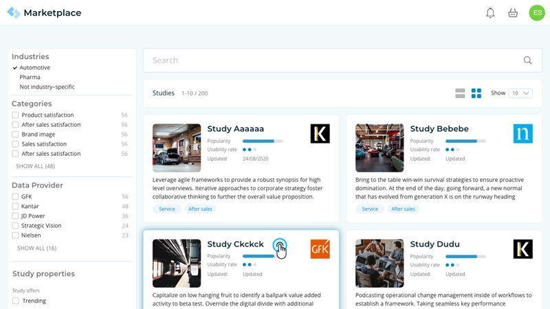 Marketplace interface